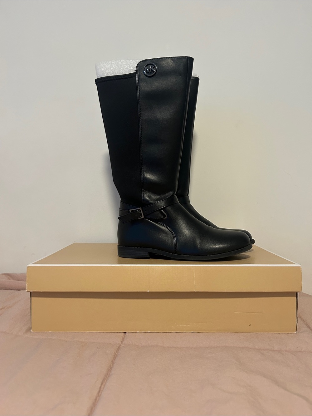 Michael Kors Fulton Harness Black Leather Tall Riding Boots Women's Size 5